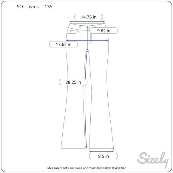 VTG Y2K SO Womens Jeans Size 13S Short Faded Blue Mid Rise Boot Cut Stretch - Picture 2 of 9